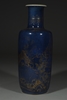 Picture of 18th Century Kangxi Period Gilt Decorated Powder Blue Rouleau Vase